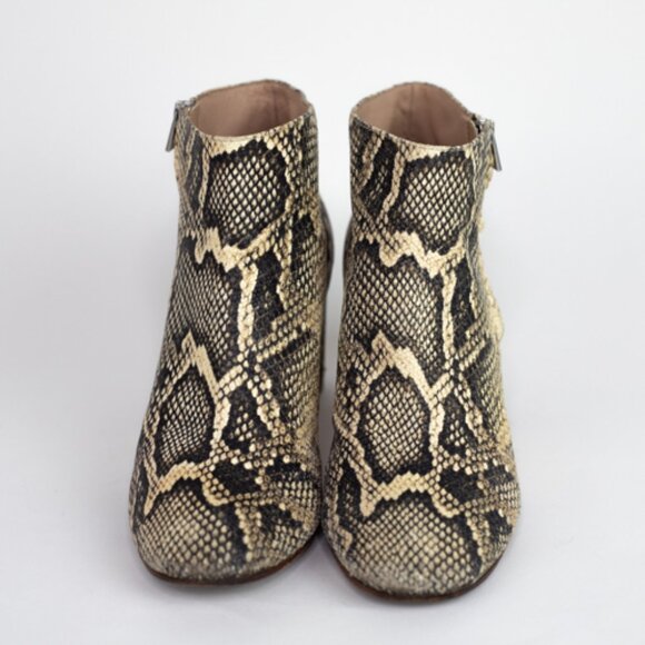 Loeffler Randal Greer Leather Ankle Boot Python Snake Print Size 8 - Picture 2 of 12